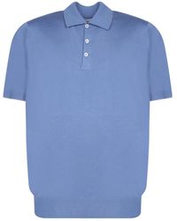 Brunello Cucinelli - Blau polo shirt mit kontrastierenden kanten - Lyst