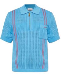 Versace - Truien & Vesten ,Blauw ,Katoen Pocket Polo Shirt - Lyst