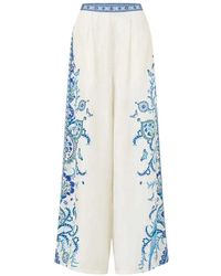 CAMILLA - Broeken ,Veelkleurig ,Zijden Tuck Front Lullaby Broek - Lyst