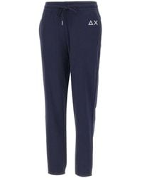 Sun 68 - Broeken ,Blauw ,Katoen Basic Fleece Trainingsbroeken - Lyst