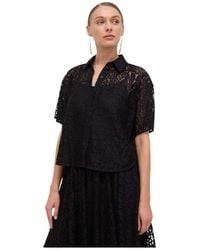 Michael Kors - Overhemden ,Zwart ,Polyester Leopard Corded Lace Shirt - Lyst