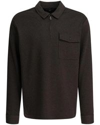 Vince - Tops ,Bruin ,Polo Shirt Met Textuur En Halve Rits - Lyst