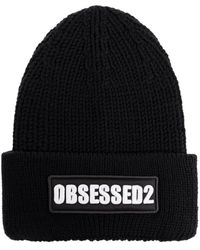 DSquared² - Accessoires ,Zwart ,Wol Wollen Muts Met Logo - Lyst