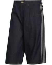 adidas - Fitness ,Blauw ,Denim Firebird Adicolor Jorts Mid-Rise Straight Leg - Lyst
