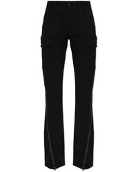 Acne Studios - Broeken ,Zwart ,Katoen Stretch Broek Met Rits - Lyst