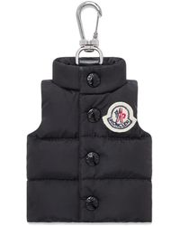 Moncler - Schwarzer Schlüsselanhänger Mit Kalbslederriemen - Lyst