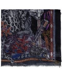 Etro - Accessoires ,Blauw ,Wol Sjaal Met Dessin - Lyst