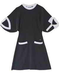 Moschino - Kleedjes ,Zwart ,Wol Abito Lana Tasche Contrasto - Lyst