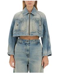 Palm Angels - Denim Cropped Fit Jas - Lyst