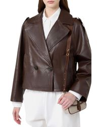 Weekend by Maxmara - Jassen ,Bruin ,Leer Felino Leren Jas - Lyst