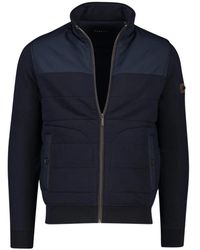 Bugatti - Donkerblauwe Katoenen Vest Met Rits - Lyst