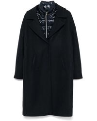Herno - Jassen ,Blauw ,Wol Padded Collar Coat - Lyst