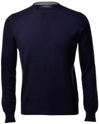 Gran Sasso - Truien & Vesten ,Blauw ,Wol Paricollo Gebreide Trui Met Ronde Hals - Lyst