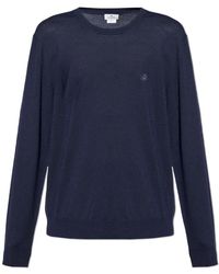 Etro - Truien & Vesten ,Blauw ,Wol Wollen Trui Met Geborduurd Logo - Lyst