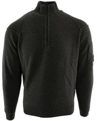 C.P. Company - Truien & Vesten ,Grijs ,Wol Lambswool Grs Half Zip Sweater - Lyst