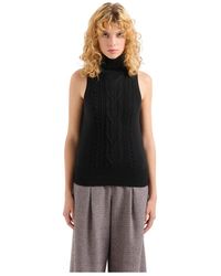 ARMANI EXCHANGE - Truien & Vesten ,Zwart ,Wol Wol Blend Tricot Gebreide Trui Met Turtleneck - Lyst