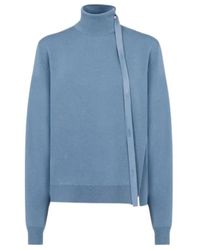 Fendi - Jersey azul con cuello alto y mangas recortadas - Lyst