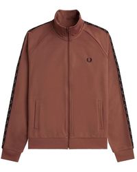 Fred Perry - Hoodies & Sweatvesten ,Bruin ,Katoen Contrast Tape Track Jacket - Lyst