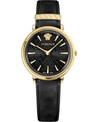 Versace - Armbanduhr v circle schwarz, gold 38 mm ve8100819 - Lyst