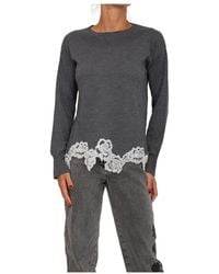 Blugirl Blumarine - Truien & Vesten ,Grijs ,Wol Rf 5171Ma 82O Gebreide Trui - Lyst