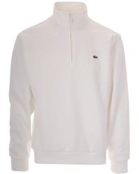 Lacoste - Hoodies & Sweatvesten ,Wit ,Katoen Zip-Through Sweatshirt - Lyst