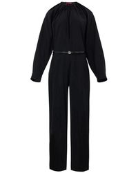 Gucci - Jumpsuits & Playsuits ,Zwart ,Wol Zwarte Wollen Jumpsuit Met Riem - Lyst