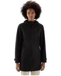 Woolrich - Jassen ,Zwart ,Polyester Lichtgewicht Stretch Polyester Parka - Lyst