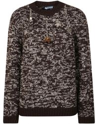 Prada - Truien & Vesten ,Veelkleurig ,Wol Tweekleurige Oversized Trui Van Wol - Lyst
