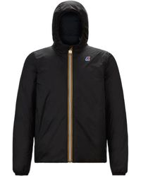 K-Way - Jassen ,Zwart ,Leer Omkeerbare Thermo Parka Jas - Lyst