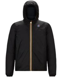 K-Way - Jassen ,Zwart ,Leer Omkeerbare Thermo Parka Jas - Lyst