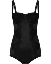 Dolce & Gabbana - Tops ,Zwart ,Satijn Balconette Bodysuit - Lyst