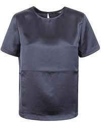 Weekend by Maxmara - T-shirt blu fluida in jersey lyocell - Lyst
