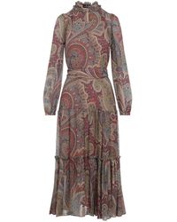 Etro - Lang Kleid Met Paisley Print - Lyst