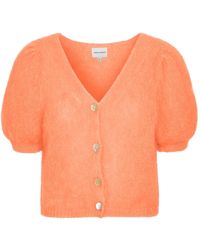 American Dreams - Truien & Vesten ,Oranje ,Wol V-Hals Cardigan Met Knopen - Lyst