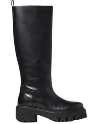 Patrizia Pepe - Schwarze flache hohe stiefel mit großer gummisohle - Lyst