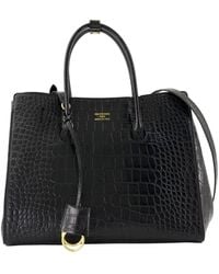 Balenciaga - Schwarze Leder Shopper Tasche Mit Krokodil-Geprägtem Stil - Lyst