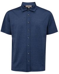 Canali - Blau kurzarm baumwollhemd - Lyst