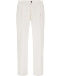 Herno - Broeken ,Wit ,Katoen Tailored Broek Met Elastische Tailleband - Lyst