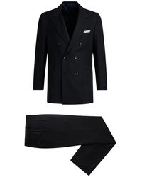 Kiton - Kostuums ,Zwart ,Wol Monochrome Wollen Pak - Lyst