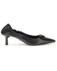Prada - Leren Logo Pumps Met Architectonische Hak - Lyst