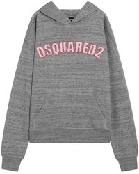 DSquared² - Hoodies & Sweatvesten ,Grijs ,Katoen Hooded Sweatshirt - Lyst