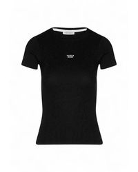 Guess - Tops ,Zwart ,Katoen Slim Embroidered Logo Tee - Lyst