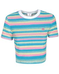 CASABLANCA - Gestreiftes Terry T-Shirt - Lyst