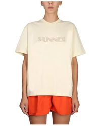 Sunnei - T-Shirt Met Geborduurd Logo - Lyst