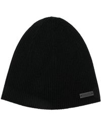 Saint Laurent - Accessoires ,Zwart ,Kasjmier Geribbelde Gebreide Beanie - Lyst