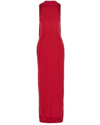 Solace London - Rotes ärmelloses langes kleid mit halterneck - Lyst