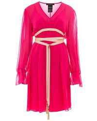 Max Mara - Kleedjes ,Roze ,Roze Zijden Jurk Met Lange Mouwen - Lyst