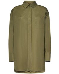 Max Mara - Overhemden ,Groen ,Katoen Oversized Katoenen Overhemd Met Opgestikte Zakken - Lyst