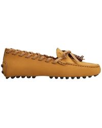 Tod's - Schoenen ,Bruin ,Leer Platte Schoenen - Lyst