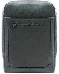 Piquadro - Grüne Leder Ipad Mini Crossbody Tasche - Lyst